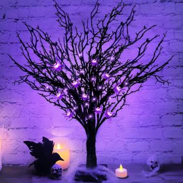 Imagem de Cronômetro de Halloween com Árvore Preta Iluminada (60cm) - 25 Aranhas