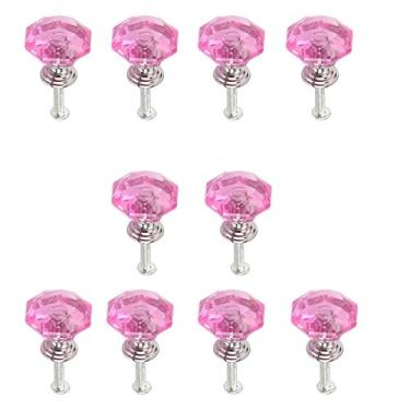 Imagem de 10 peças de puxador de gaveta de cristal para armário, caixa de joias, caixa de presente, puxadores de orifício único, mini alça, 26mm, Pink