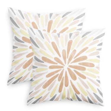 Imagem de CaliTime Capas de almofada decorativas 45,7 x 45,7 cm, pacote com 2 lindas capas de almofada de lã aconchegante, fogos de artifício para sofá-cama, decoração de casa de fazenda, rosa e cinza