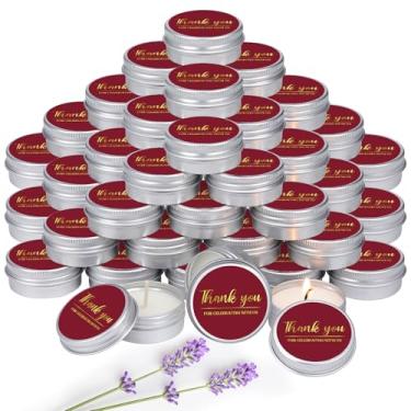 Imagem de MTLEE 50 peças de velas de agradecimento, lembrancinhas de casamento, chá de bebê para convidados 28 g lavanda perfumada cera de soja vela de aromaterapia lembrancinhas para chá de bebê nupcial (vinho