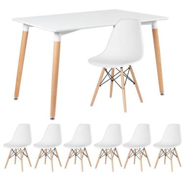 Imagem de KIT - Mesa retangular Eames 80 x 120 cm + 6 cadeiras DSW