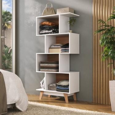 Imagem de Estante para Quarto Livreiro Ravelle Espresso Móveis Branco/Nogal