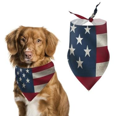 Imagem de Cachecol triângulo de poliéster estampado com bandeira americana - Tamanho único (70 x 30 cm)