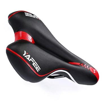 Imagem de Selim de bicicleta para assento de bicicleta, almofada macia acolchoada de gel para ciclismo de mountain bike MTB Road (vermelho)