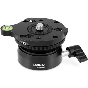 Imagem de Leftfoto Nivelador de meia esfera de placa de base de tripé de precisão com rotação de 360° e inclinação de +/- 15° compatível com filmadoras DSLR e monopés, suporta até 10 kg/22 lbs