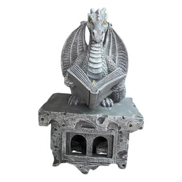 Imagem de IEUDNS Estátua de dragão solar, lâmpada criativa para paisagem, escultura de resina, ornamento para decoração de pátio, gramado e quintal