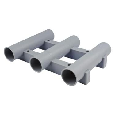 Imagem de simhoa Suporte para vara de pesca, armazenamento conveniente vertical com 4 parafusos, tubo, 3 suportes para varas, para garagem, carro, bicicleta, pontão, Cinza