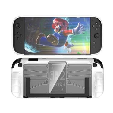 Imagem de Miimall Capa de silicone para Switch 2 2025, design com absorção de choque e antiarranhões, capa rígida antiderrapante fina de policarbonato + TPU transparente para capa para Switch 2 (branca)