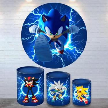 Imagem de Kit Painel de Festa Redondo Trio Cilindro - SONIC - DeCarllos