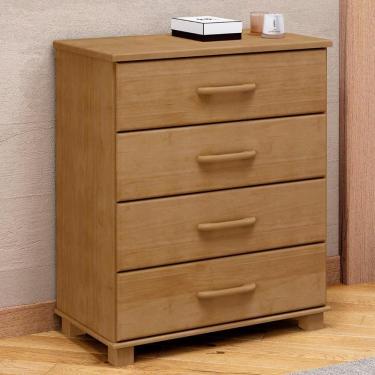 Imagem de Cômoda Para Quarto 85cm 4 Gavetas Pé Madeira Eduarda Freijó F07 - Mpozenato