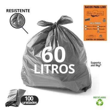 Imagem de SACO DE LIXO ESPECIAL 60L 55x60CM BAY PLASTIC Cinza 100un - BayPlastic