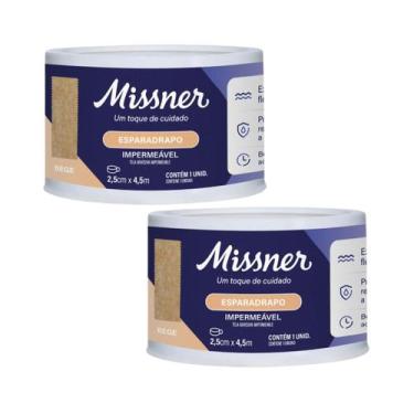 Imagem de Esparadrapo Bege 2,5cm x 4,5m Missner Kit com 2 Unidades