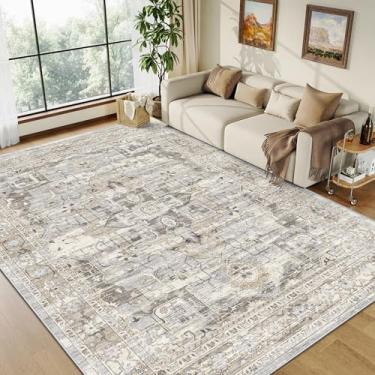 Imagem de xilixili Tapetes de área de 22 x 30 cm para sala de estar, lavável à máquina, antiderrapante, resistente a manchas, tapete grande macio para decoração de casa para quarto e sala de jantar (bege/marrom