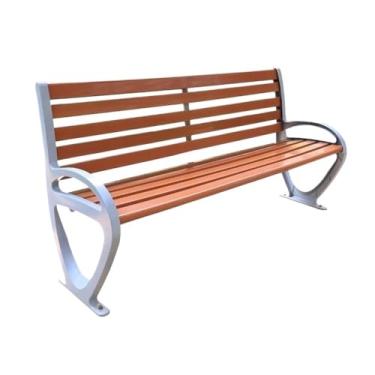 Imagem de Banco de jantar ao ar livre, bancos de pátio com encostos, bancos de alumínio fundido, cadeiras de lazer para varanda, jardim, piscina, gramado, móveis de assento ao ar livre (pequeno)