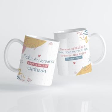 Imagem de Caneca xicara porcelana feliz aniversário melhor cunhada 25EI