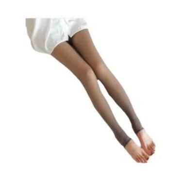 Imagem de Meia-calça Térmica Grossa Feminina Cintura Alta Quente Translúcida Leg