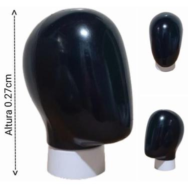 Imagem de Manequim feminino (Cabeça ovo na cor preto) + suporte na cor branco. -