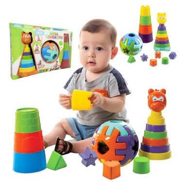 Imagem de Brinquedo Educativo Montar E Empilhar Kit Brinquedos Didático Sensorial Para Crianças De 1 Á 3 Anos