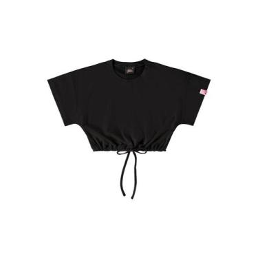 Imagem de Blusa Cropped Básica Infantil Gloss, Preto, 6
