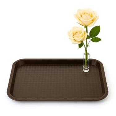Imagem de Bandeja de Plástico Retangular Antiderrapante 40cm – Resistente, Leve e Fácil de Limpar (Marrom)