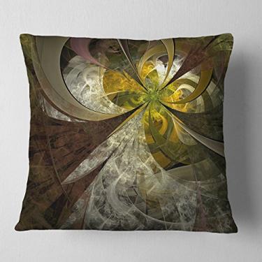 Imagem de Design simétrico ouro branco fractal flor floral sala de estar, sofá, almofada + capa de almofada impressa em ambos os lados 45,72 cm x 45,72 cm