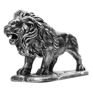 Imagem de Leão Andando Em Pé Base Estátua Decorativa Escultura Animal - M3 Decor