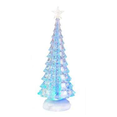 Imagem de TenWaterloo Lanterna de Água com Globo de Neve Em Formato de Árvore de Natal Multicolorida-Lanterna de Água com Glitter Giratório, Neve E Estrela No Topo, 13" de Altura X 4,5" de Largura, Operada Por