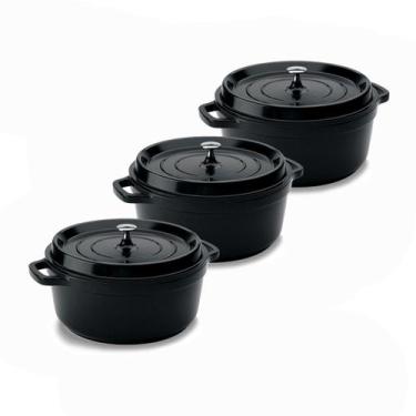 Imagem de Kit Conjunto Caçarola Hercules Revestimento Ceramico Indução Preto 2,4