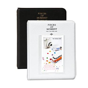 Imagem de Álbuns de fotos Polaroid, 2 peças Goodsnetic álbum de 64 bolsos para Fujifilm Instax Mini 7s 8 8+ 9 25 26 50s 70 90 Cartão de nome da câmera instantânea, livro de fotos para Polaroid PIC-300P/Z2300, Smokey White & Black