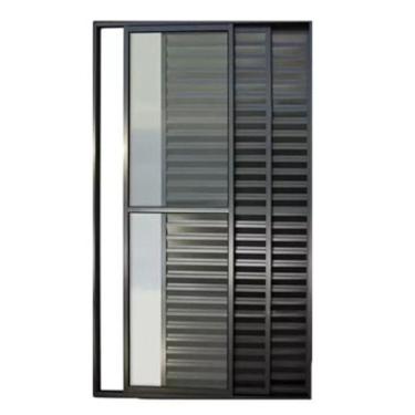 Imagem de Porta Balcão 3 Folhas Aluminio Preto C/Trinco  2,10x1,20 