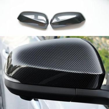 Imagem de ZiWen Capa de espelho retrovisor de porta preta brilhante de fibra de carbono esportiva para Toyota Tacoma 2024 2025 4Runner 2025 (impressão de fibra de carbono)