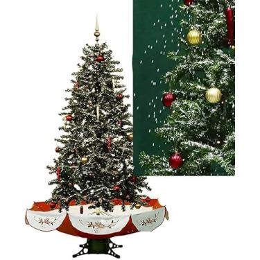 Imagem de Árvore De Natal Nevando Plug-in De árvore De Natal Vai Nevar Com Simulação De Música Decoração De Cena De Neve Enfeites Infantis, Green,red, 140CM