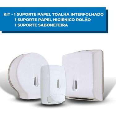 Imagem de Dispenser Papel Toalha + Saboneteira + Suporte Papel Higiênico Trilha 