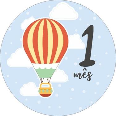 Imagem de Painel de Lona Redondo Mesversário Aniversário de 1 Mês Menino - Fabri