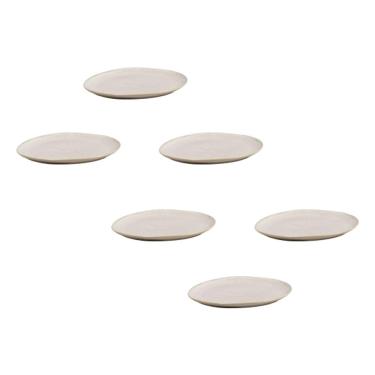 Imagem de Conjunto de Pratos de Sobremesa Ovais Porto Brasil Orgânico Latte 22,5cm - 6 peças 