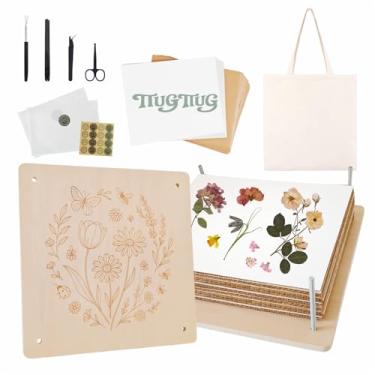 Imagem de TTUGTTUG Kit de prensa de flores para adultos, prensa grande de madeira de 10 camadas de 28 cm x 28 cm para arte floral DIY, secagem de flores de casamento, ótimo presente para amantes de flores DIY