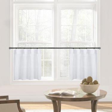 Imagem de Cortinas Lino Rosa Extra Wide Small Banheiro 50cm Linho Branco