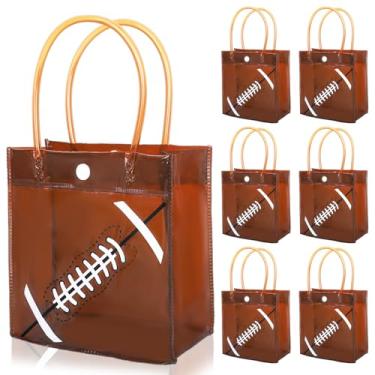Imagem de FYSUIMU 12 peças de sacos de presente de futebol de PVC, sacos de lembrancinha de festa esportiva, com alças, reutilizável, transparente, para aniversários, feriados, eventos de rúgbi, 1 Count (Pack