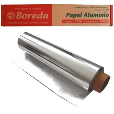Imagem de Papel Alumínio 100 Metros x 30cm, Extra Forte, Rolo Grande para Assar e Embalar Alimentos
