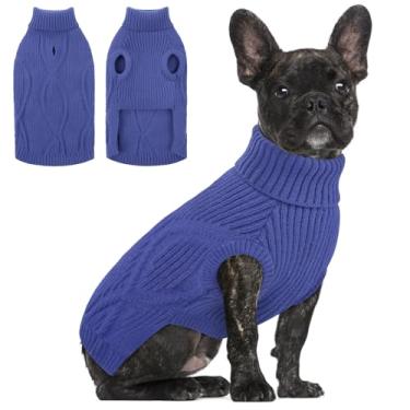 Imagem de Queenmore Suéteres para cães pequenos, suéteres para cães pequenos, suéter de cachorro para férias, suéter de Natal com gola rolê, roupa quente de inverno com padrões elegantes, pulôver macio para