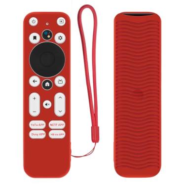 Imagem de Capa para controle remoto Onn 100024646 100026240, capa protetora de silicone para Onn Android TV 4K UHD Stick TV Box à prova de choque antiperda com laço (vermelha)