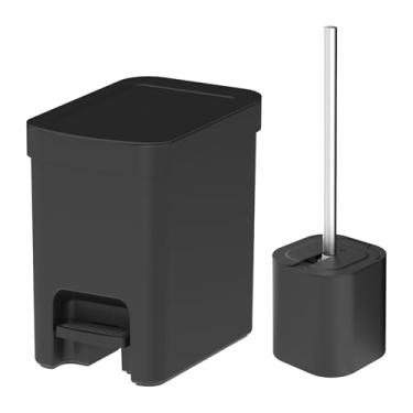 Imagem de Ou Kit Lixeira com Pedal 6L Linha Trium e Escova Sanitária Linha Dual Preto