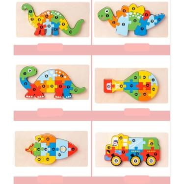 Imagem de Generic Brinquedo Quebra-Cabeça 3D Combinando, Quebra-Cabeça 3D Combinando de Madeira para Festa (Tipo B.)