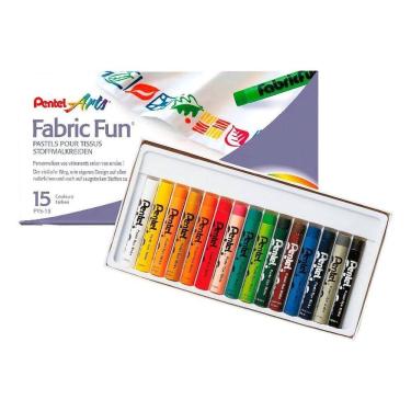 Imagem de 2X Giz Pastel Para Tecido Pentel Arts Fabric Fun - 15 Cores