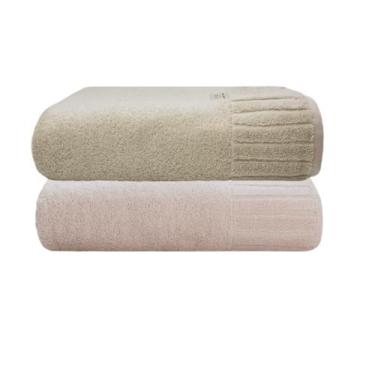 Imagem de Kit 2 Toalhas de Rosto Camesa 100% Algodão 500g/m² Alta Absorção, Bege