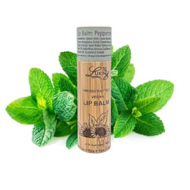 Imagem de Luxiny Protetor labial em tubo de bambu, hidratante natural vegano, com cera de girassol e vitamina E (hortelã-pimenta)