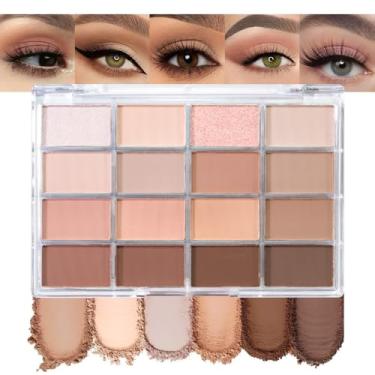 Imagem de AMY'S DIARY Paleta de sombras marrom nude com 16 cores – acabamentos foscos e brilhantes – tons quentes de caramelo, mocha, champanhe e tons castanho-acastanhado – Paleta de maquiagem neutra altamente