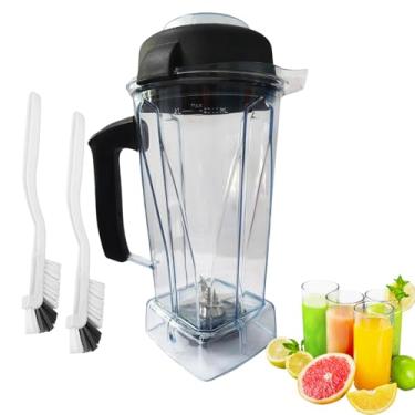 Imagem de Atualizado para jarra de liquidificador Vitamix 1,8 g, substituto para Vitamix 5200 5000 6500 7500 Pro500 750 Vita-Prep VM0101 VM0102 VM0103 VM0197 E310 320 Asy1720 Copo de recipiente com 2 Escova de