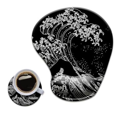 Imagem de HOPONY Mouse pad de gel para descanso de pulso - mousepad ergonômico para escritório com suporte de pulso - antiderrapante, design de acessórios de mesa para decoração de casa e jogos, onda do mar