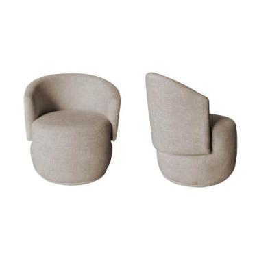 Imagem de Kit 2 Poltronas Decorativa Beatriz Orgânica Veludo Bege - Mansão Decor